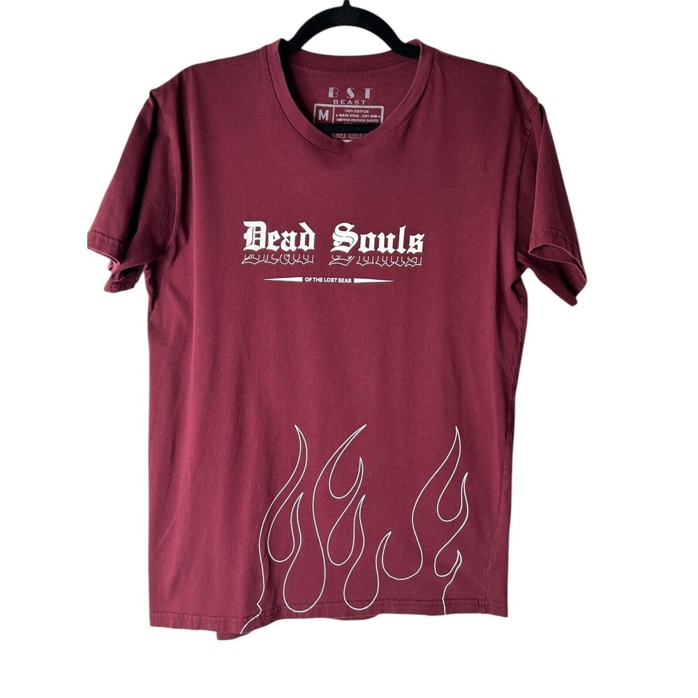 B S T Beast T-Shirt Men's Size M Dead Souls The Revolution Cotton Skeleton Shirt